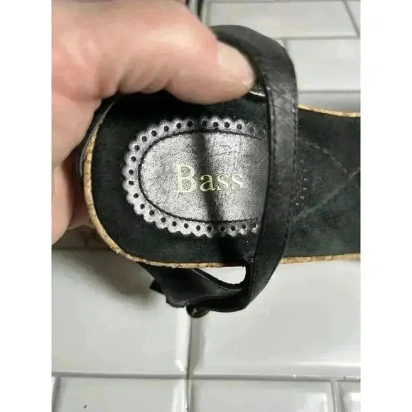 Bass Black Cork Wedge Strappy Sandals Sevita 11M Women's - Picture 10 of 11